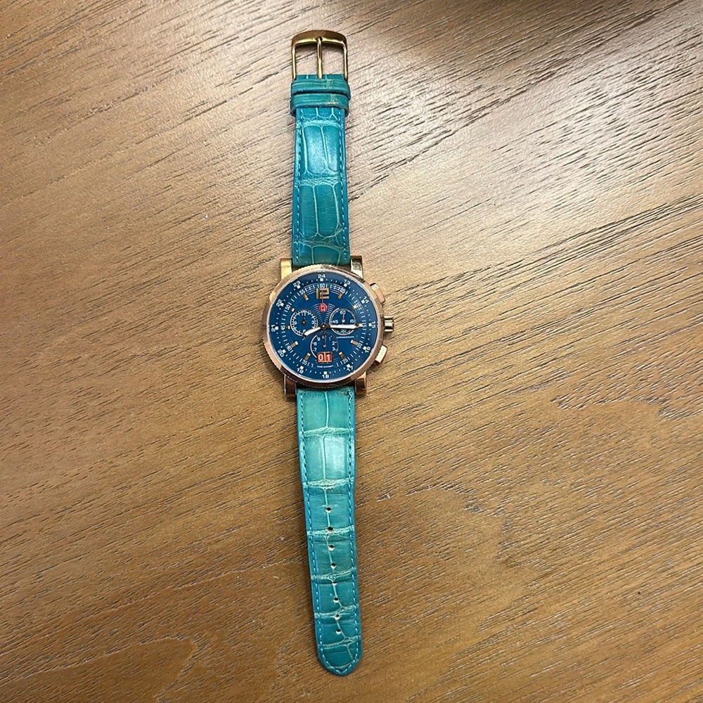 Michele Blue and Gold Watch with Elegant Design